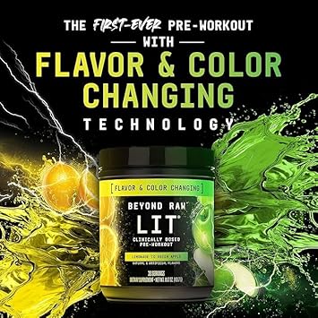 Beyond Raw Lit Pre Workout Powder Supplement For Men And Women, Energy, Focus, Endurance, Pumps, Nitric Oxide Boost, 250Mg Caffeine, Creatine, Beta Alanine, Blue Raspberry 30 Servings : Health & Household