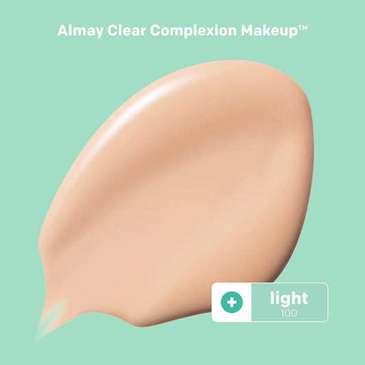 Almay Clear Complexion Acne & Blemish Spot Treatment Concealer Makeup With Salicylic Acid- Lightweight, Full Coverage, Hypoallergenic, Fragrance-Free, For Sensitive Skin, 100 Light, 0.3 Fl Oz