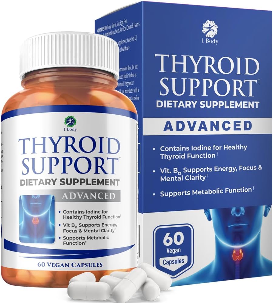 1 Body Thyroid Support Supplement, 90-Day Supply, 3 Pack With B12, Iodine, Zinc, Selenium, Ashwagandha, Non-Gmo Vegetarian Formula
