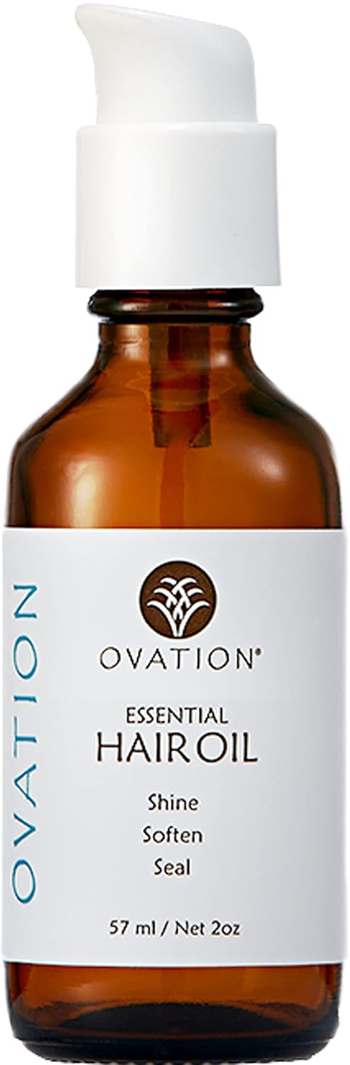 Ovation Hair Essential Hair Oil - Frizz Control Hair Oil For All Hair Types - 2 Oz - Optimum Hair Nutrition, Softness And Shine - No Silicones, Sulfates Or Parabens - With Vitamin E, Omega Fatty Acids