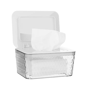 Wipes Dispenser, One-Handed Operation Wipe Holder For Baby & Adult, Seal-Designed Wipes Container For Bathroom Keep Diaper Wipes Fresh (White)