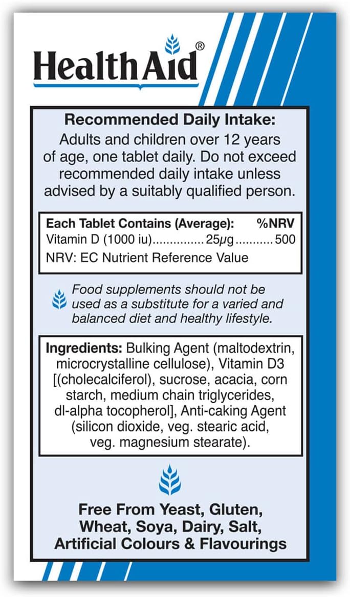 HealthAid Vitamin D 1000iu - 30 Tablets : Amazon.co.uk: Health & Personal Care