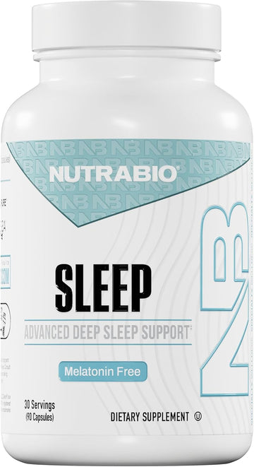 Nutrabio Sleep - Advanced Deep Sleep Supplement - Restorative Natural Sleep Aid, Reduces Restlessness - Melatonin Free Sleep Aid - 30 Servings- 90 Capsules