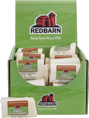 Redbarn Small Filled Dog Bones, Peanut Butter Flavor - Long Lasting Stuffed Femur Chew Treat Made In Usa For Aggressive Chewers - Case Of 20 Bones