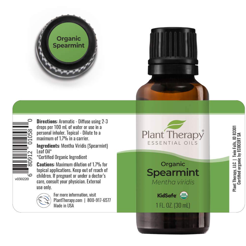 Plant Therapy USDA Certified Organic Spearmint Essential Oil 30 mL (1 oz) 100% Pure, Undiluted, Therapeutic Grade : Health & Household
