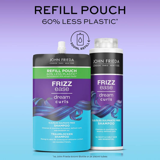 John Frieda Frizz Ease Dream Curls Shampoo 500Ml Refill Pouch For Curly And Wavy Hair