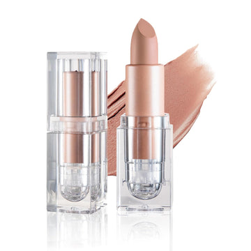 2Pcs Matte Nude Lipstick Set Velvet Lip Gloss Non-Fading Non-Sticky Cup Nude Lipstick Matte Lip Stain Long Lasting Waterproof Lipstick For Women Girls Daily Lip Makeup-White Peach+Flesh Pink