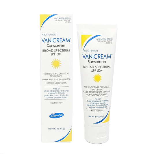 Vanicream Sunscreen Broad Spectrum SPF 50+, 3 Oz & Facial Moisturizer with SPF 30, 2.5 Oz