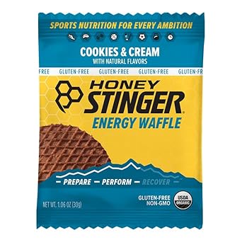 Honey Stinger Organic Gluten Free Cookies & Cream Waffle | Energy Stroopwafel For Exercise, Endurance And Performance | Sports Nutrition For Home & Gym, Pre And Post Workout | 12 Waffles, 12.72 Ounce