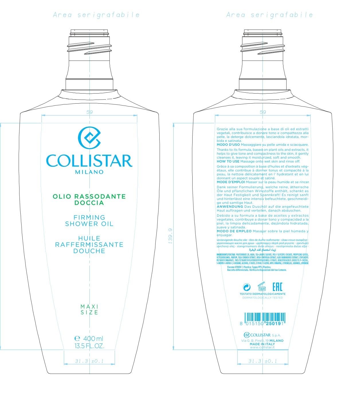 Collistar Perfect Body Firming Shower Oil 400Ml