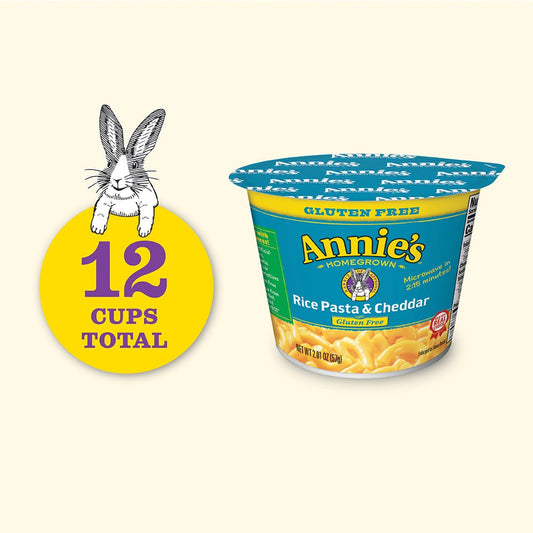 Annie'S Real Aged Cheddar Microwave Mac And Cheese With Gluten Free Pasta Cups, 2 Ct, 4.02 Oz (Pack Of 6)