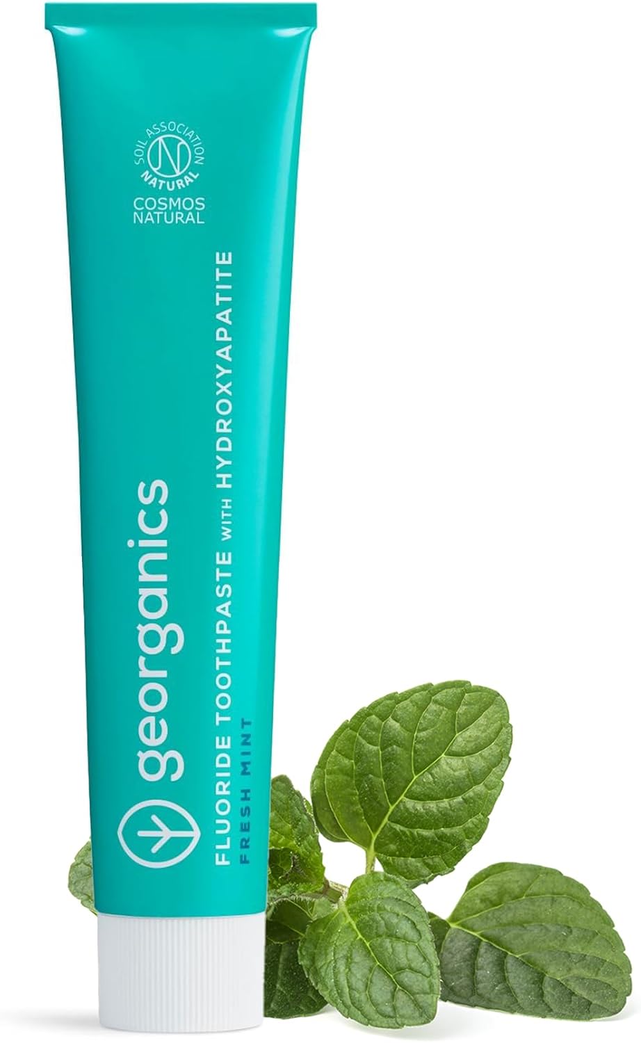 Georganics Fluoride Toothpaste With Hydroxyapatite - 75Ml - Fresh Mint - 100% Natural & Sustainable - Superior Protection - Prevent Cavities & Tooth Decay - Fight Plaque - For Fresh Breath