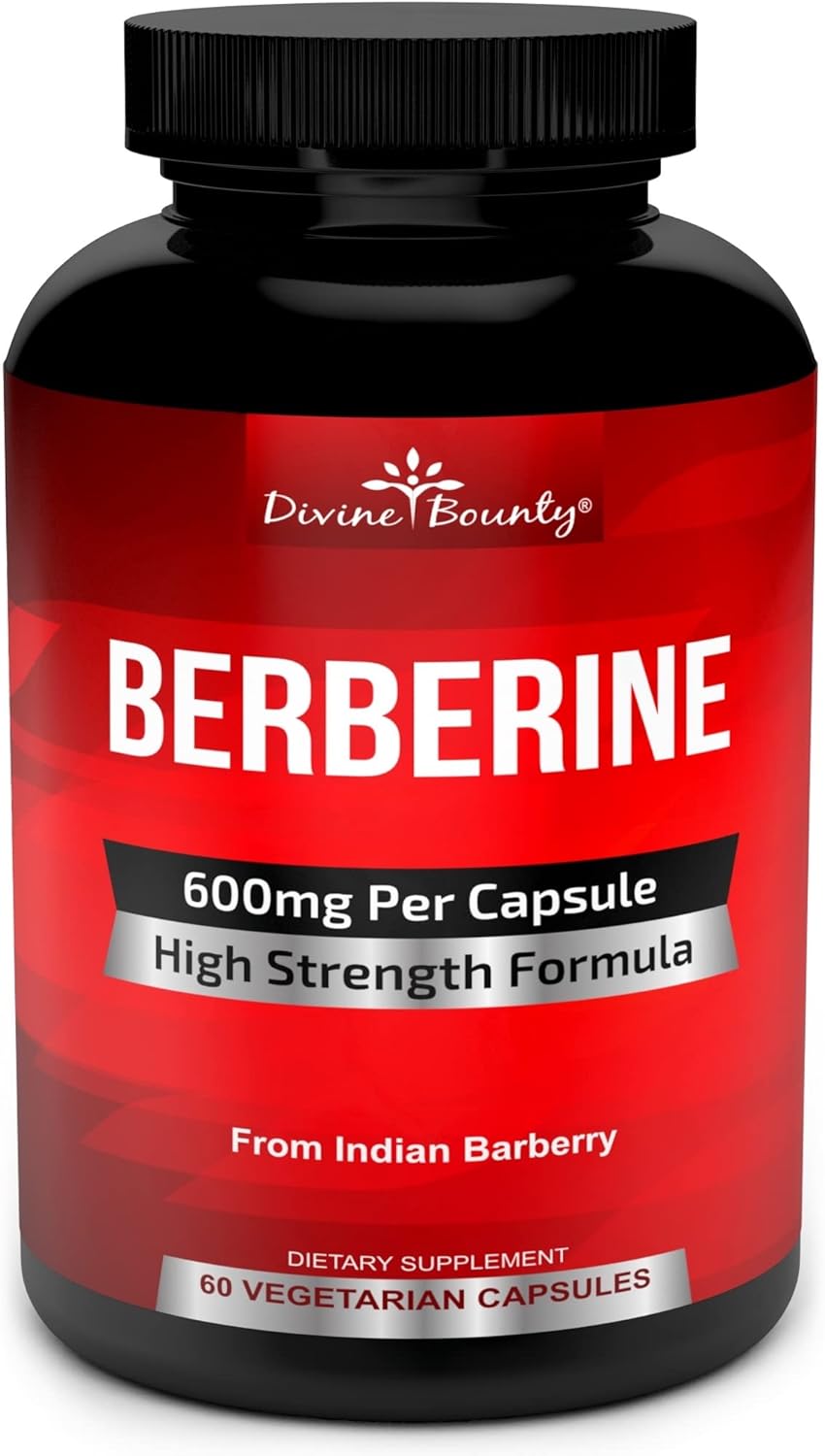 Divine Bounty Pure Berberine Complex - 600Mg Per Capsule Berberine Hcl Supplement - 60 Vegetarian Capsules