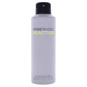 Kenneth Cole Reaction All Over Body Spray For Men, Notes Of Juicy Lime, Crisp Green Apple, Patchouli, Citrus Green Woody Fragrance, Fresh & Energetic Scent, 6 Oz