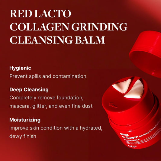 Mdp Red Lacto Collagen Grinding Cleansing Balm, Pore Cleansing, Hydrating, 1.69 Oz/50Ml, Pore Care, Pore Tightening, Hygienic Cleanser, Travel Cleanser, Pocket Cleanser