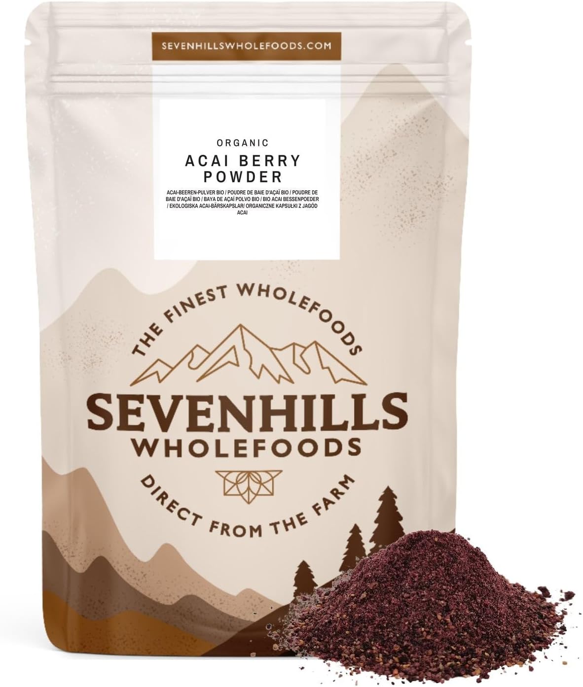 Sevenhills Wholefoods Organic Acai Berry Powder, Freeze-Dried, From Brazil 500G