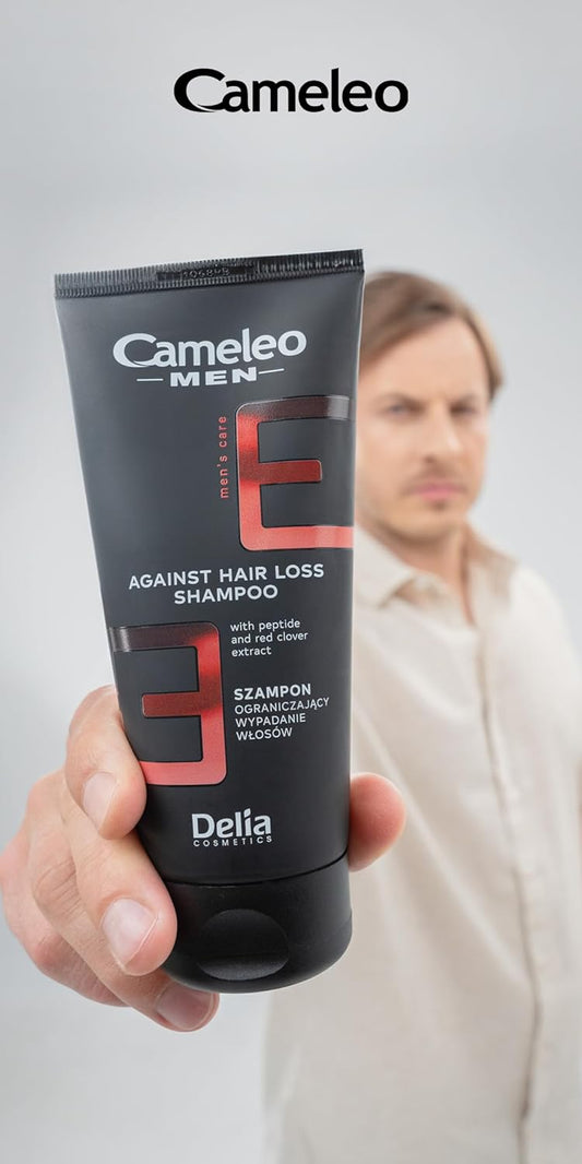 Cameleo Men - Shampoo Against Grey Hair - Natural Hazelnut Extract - Colour Protect - Refreshs And Cleans Hair & Scalp - 150Ml, Blue