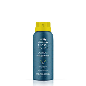 Oars + Alps Hydrating SPF 50 Sunscreen Spray, Infused with Vitamin C and Antioxidants, Water and Sweat Resistant, Travel Size, 1.87 Oz