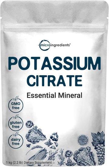 Us Origin Potassium Citrate Powder, 1 Kg (35 Ounce) | Essential Hydration Electrolyte Supplement | Supports Mineral Balance, Heart, Joint, And Immune Health | Vegan Friendly