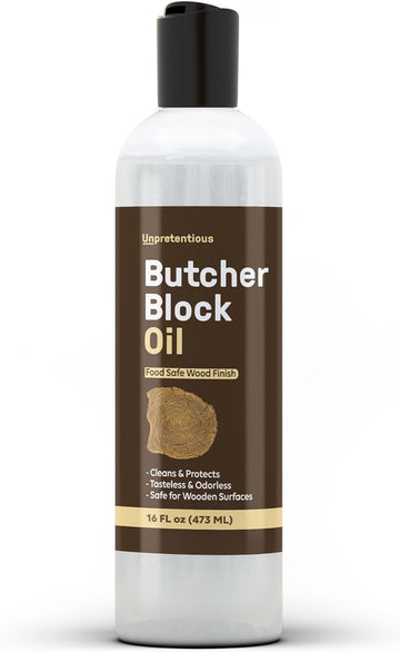 Unpretentious Butcher Block Oil, 16 fl oz, Safe for Butcher Blocks, Cutting Boards, Countertops & Wood Utensils