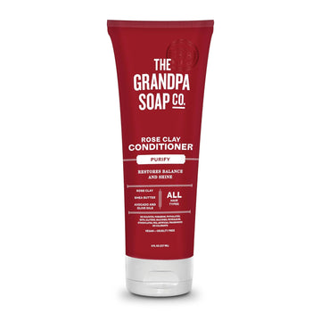 The Grandpa Soap Company Purifying Rose Clay Conditioner - Lift Impurities While Nourishing Hair, With Rose Clay, Shea Butter & Avocado Oil, Vegan, Sulfates And Parabens Free, 8 Fl Oz