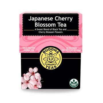 Buddha Teas Japanese Cherry Blossom Tea - Ou Kosher, 18 Bleach-Free Tea Bags
