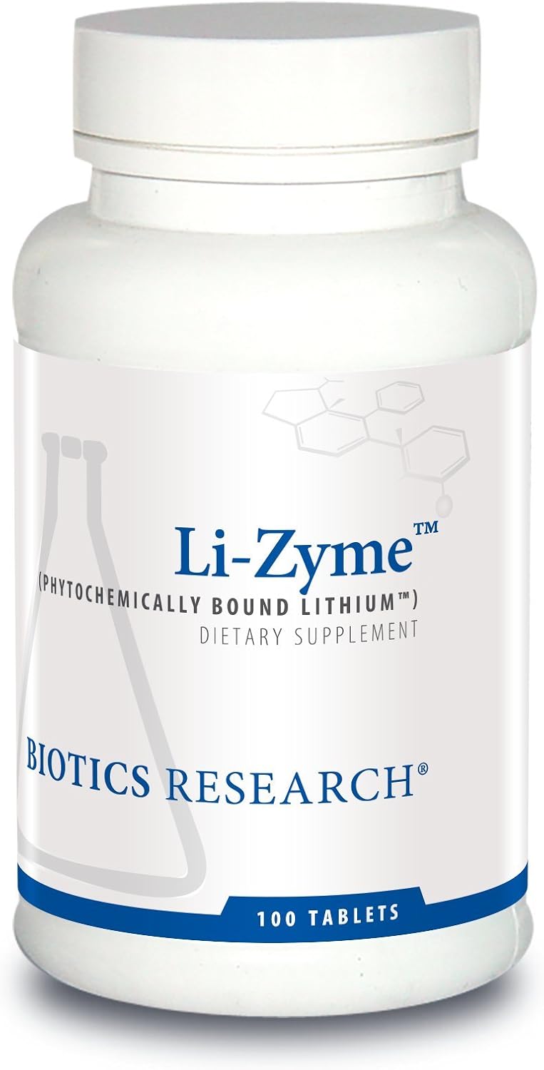 Biotics Research Li Zyme 50 Micrograms, Lithium As A Whole Food, Phytochemically Bound Lithium. Highly Bioavailable. Supports Brain Function. Memory And Mood Support.100 Tablets