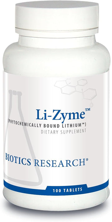 Biotics Research Li Zyme 50 Micrograms, Lithium As A Whole Food, Phytochemically Bound Lithium. Highly Bioavailable. Supports Brain Function. Memory And Mood Support.100 Tablets