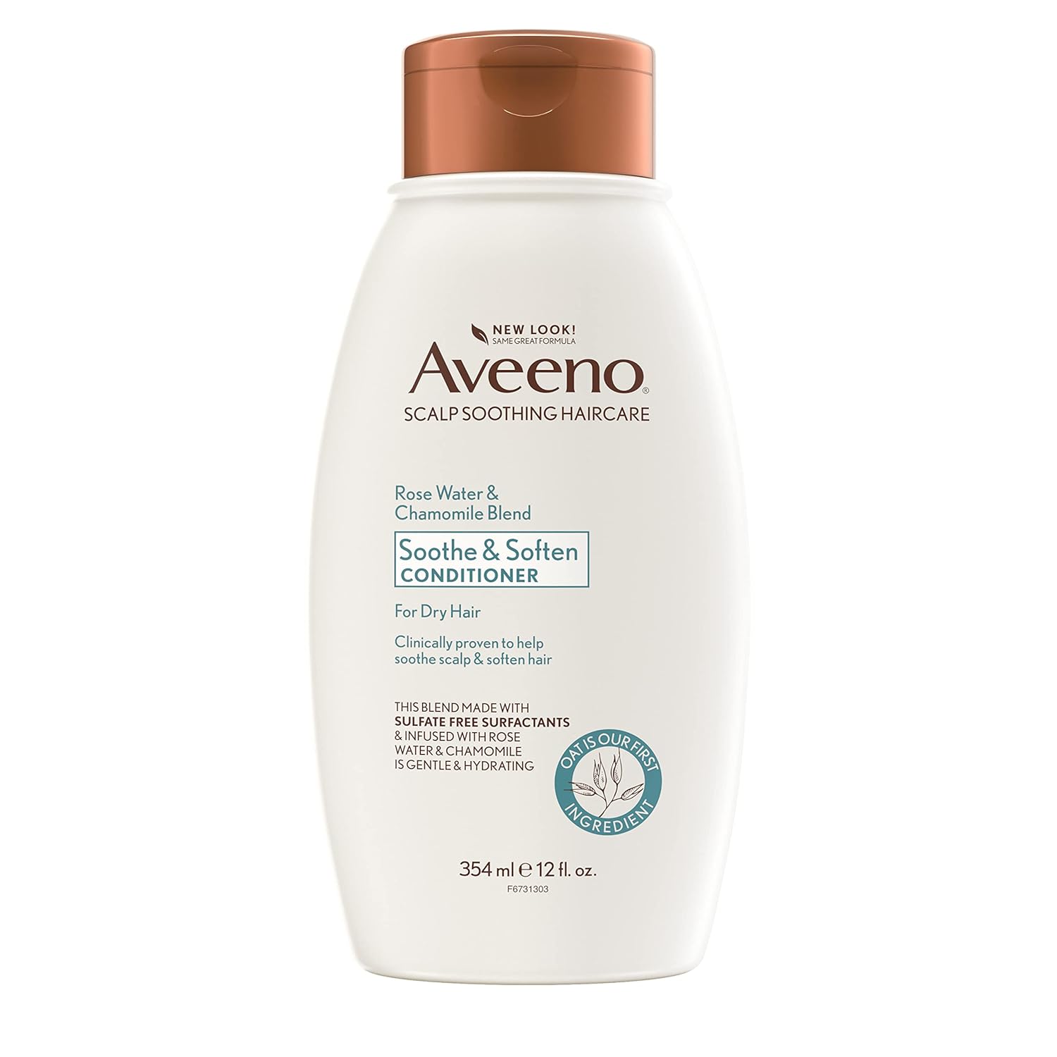 Aveeno Rose Water & Chamomile Blend Sulfate-Free Conditioner With Colloidal Oat For Dry Sensitive Scalp, Gentle Cleansing Conditioner For Fine, Fragile Hair, Paraben & Dye-Free, 12 Fl Oz