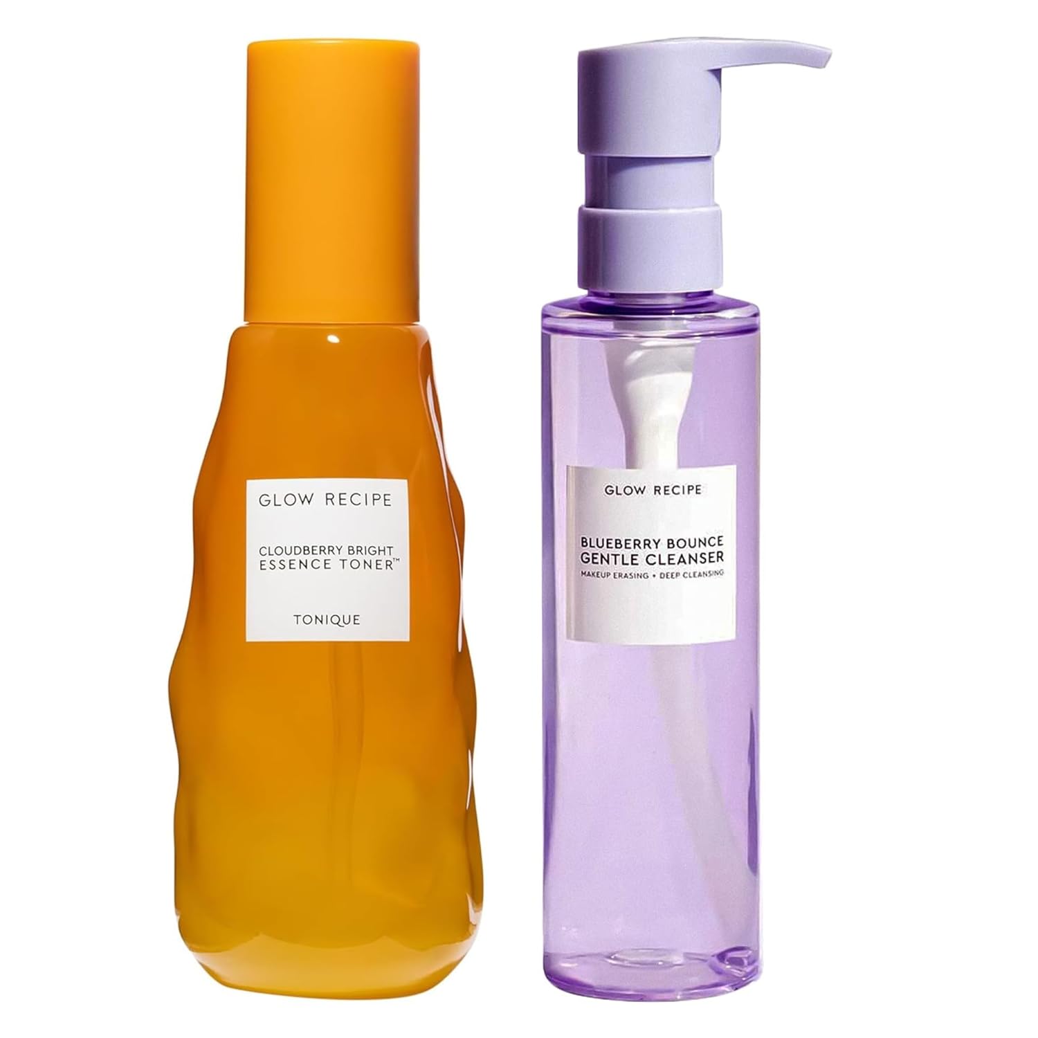Glow Recipe Cloudberry Brightening Essence Toner (75Ml) - Coq10 Toner To Strengthen Skin Barrier + Blueberry Bounce Gentle Face Cleanser - Moisturizing Makeup Remover & Foaming Face Wash (159Ml)