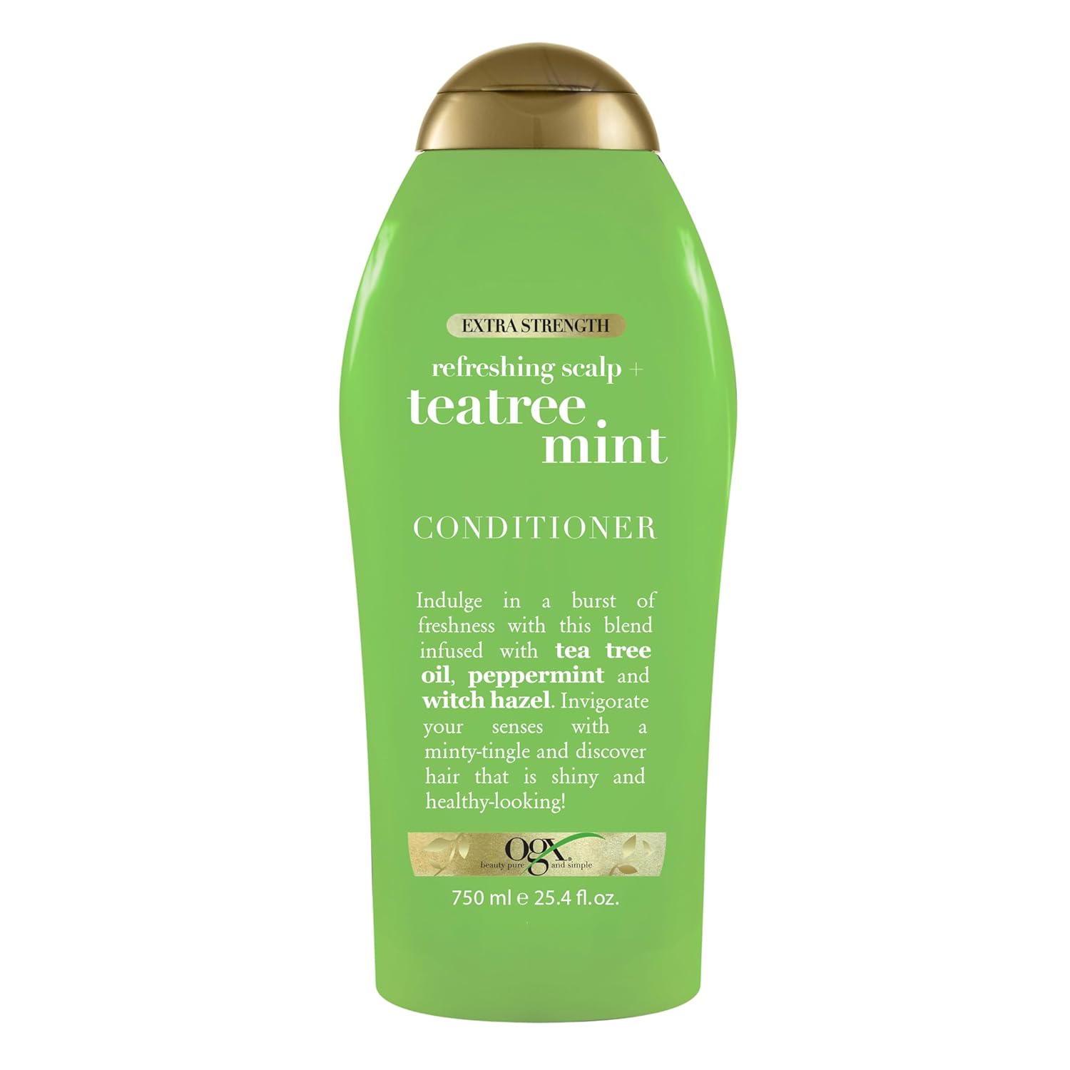 Ogx Extra Strength Refreshing Scalp + Teatree Mint Conditioner, Invigorating Conditioner With Tea Tree & Peppermint Oil & Witch Hazel, Paraben-Free, Sulfate-Free Surfactants, 25.4 Fl Oz