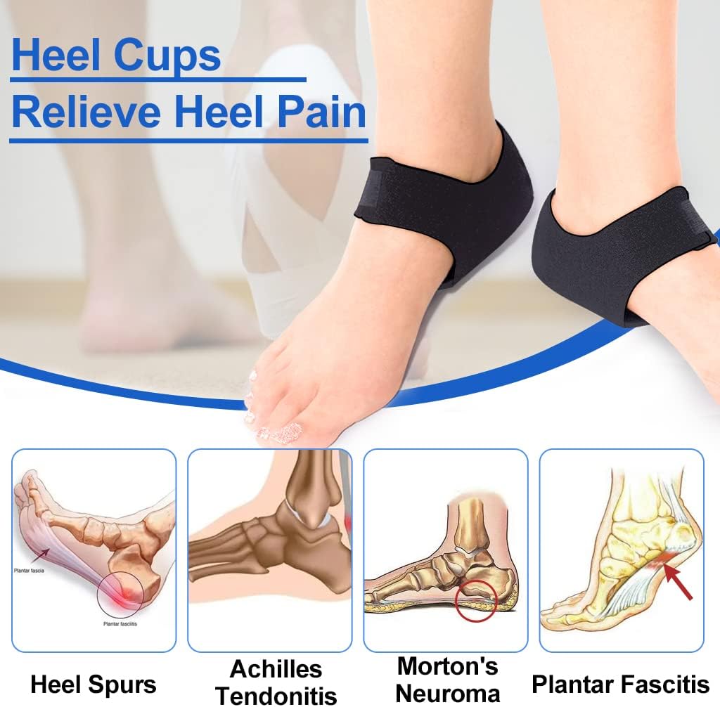 Plantar Fasciitis Heel Cups for Heel Pain ?Updated Version? Heel Protectors/Sleeves Pads, Heel Support for Heel Pain and Spur, Cracked Heels for Women and Men (Black, M 5-8 / W 6-9.5) : Health & Household