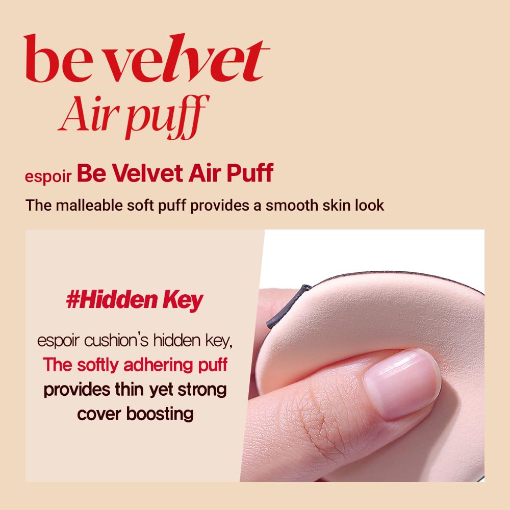 Espoir Be Velvet Air Puff 7Ea | Flawless Face Makeup Fast And Easily | Makeup Sponge Applicator Air Cushion Powder Puff For Liquid Foundation, Cream, Powder, Concealer | Korean Base Makeup Tools : Beauty & Personal Care