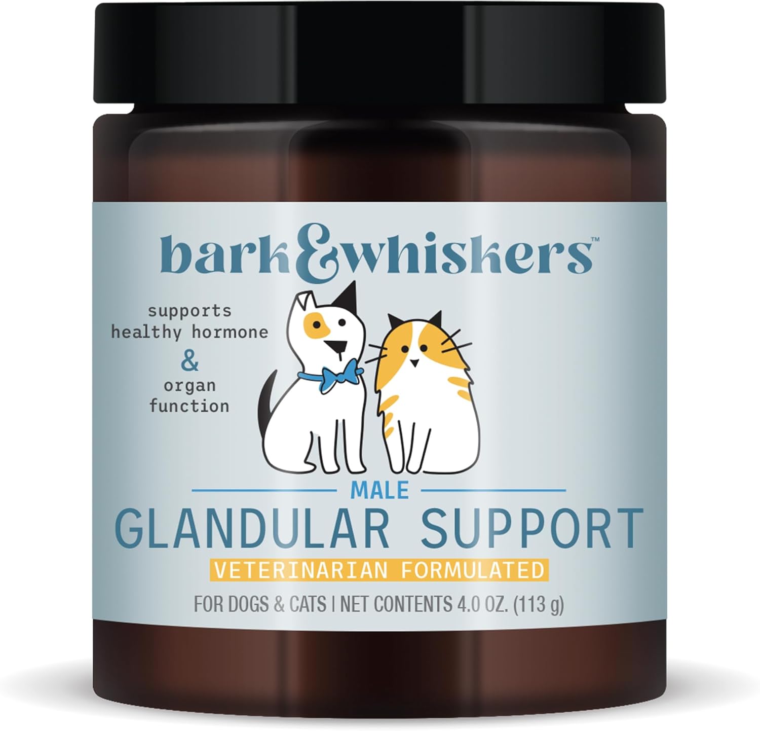 Bark & Whiskers Male Glandular Support, 4 Oz. (113 G), 75 Scoops, Supports Healthy Hormone And Organ Function, Veterinarian Formulated, Non-Gmo, Dr. Mercola