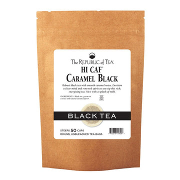 The Republic Of Tea Hicaf Caramel Black Tea, 50 Tea Bags, Rich High-Caffeine Premium Black Tea