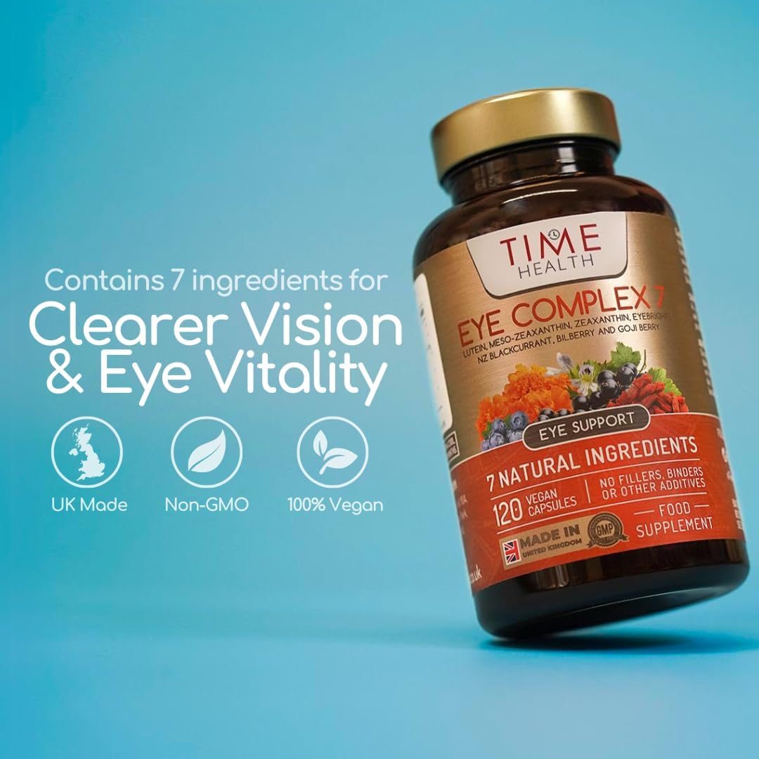 Eye Complex 7-120 Capsules - Lutein, Meso-Zeaxanthin, Zeaxanthin, NZ Blackcurrant, Bilberry, Goji & Eyebright – 4 Month Supply – UK Manufactured : Amazon.co.uk: Health & Personal Care