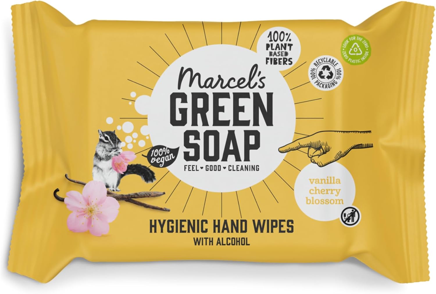 Marcel'S Green Soap Hygienic Wet Wipes For Hands - Vanilla & Cherry Blossom - Plant Based