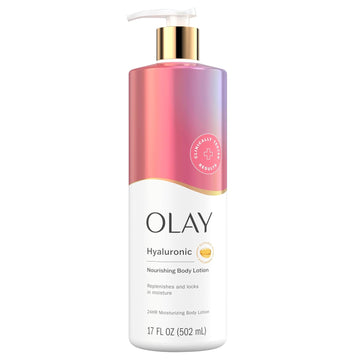 Olay Nourishing & Hydrating Body Lotion For Women With Hyaluronic Acid, 24Hr Moisturizing, Vitamin E & Vitamin B3 Complex, Fast Absorbting Formula, 17 Fl Oz