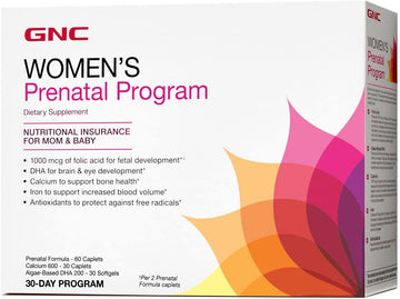 Gnc Women'S Prenatal Program | Daily Supplement System | Supports Healthy Development For Your Baby With Zinc & Iron For Fetal Needs | Targeted Prenatal And Pregnancy Essentials | 30 Packs