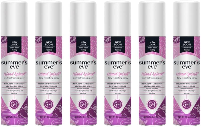 Summer'S Eve Freshening Spray | Island Splash | Ph Balanced, Dermatologist & Gynecologist Tested | 2 Ounces Per Can | Pack Of 6
