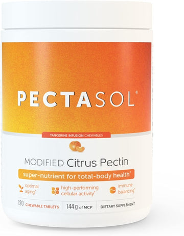 EcoNugenics PectaSol Modified Citrus Pectin for Total-Body Health & Optimal Aging - Daily Super-Nutrient for High Performing Cells - 120 Chewable Tablets