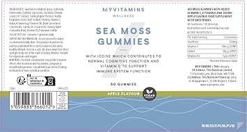 Myprotein Sea Moss Gummies | 350mg Sea Moss Extract | Supports Immune & Thyroid Function | Rich in Vitamin C, D & Iodine | Apple Flavor | Vegan, Non-GMO Supplement | 60 Gummies : Amazon.co.uk: Health & Personal Care
