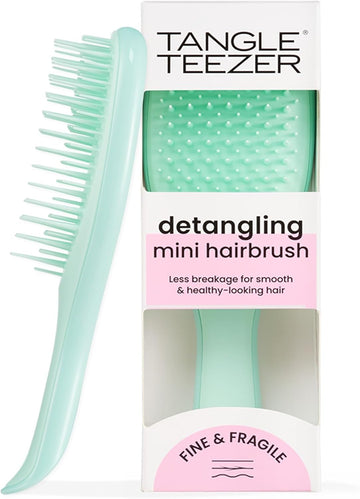 Tangle Teezer Mini Ultimate Detangler Fine And Fragile, For Wet And Dry Hair, Detangling Brush For Thin And Fine Hair, Optimal Brush For Kids And Travel, Jade Lagoon