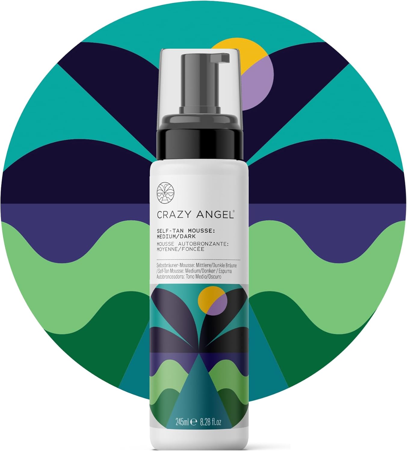 Crazy Angel Vegan Self-Tan Mousse (Medium/Dark Tan). Made In Uk. 245Ml