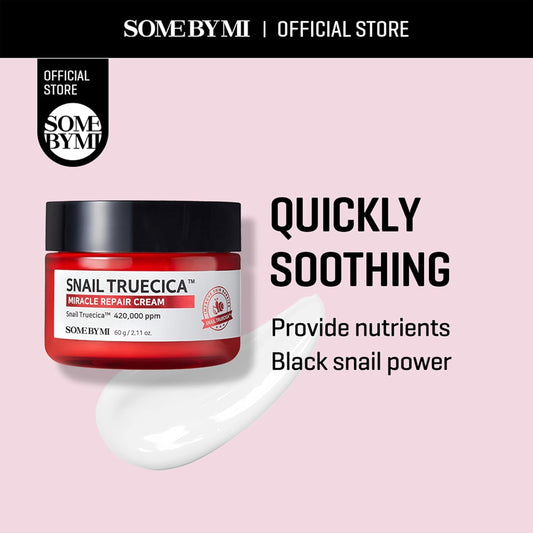 Some By Mi Snail Truecica Miracle Repair Cream - 2.02Oz, 60Ml - Made From Snail Mucin For Sensitive Skin - Daily Repair Face Moisturizer For Acne Marks And Strengthen Skin Barrier - Korean Skin Care