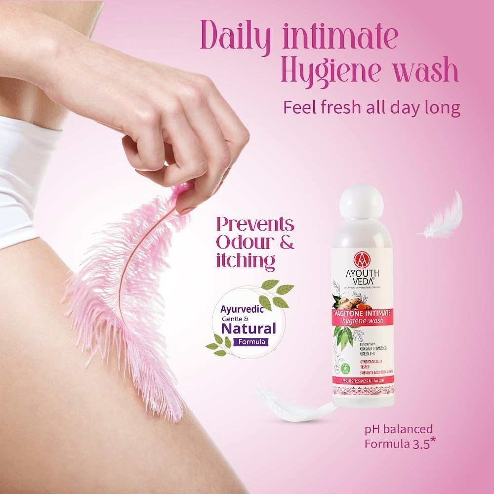 Ayouthveda Vegan Intimate Wash For Women, 180 Ml - Anti-Infection Feminine Hygiene, Natural Ph Balance