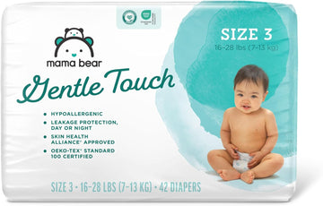 Amazon Brand - Mama Bear Gentle Touch Diapers, Hypoallergenic, Size 3, 42 Count, White