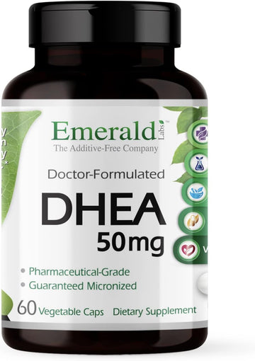 Emerald Labs DHEA 50mg - Dietary Supplement with DHEA Dehydroepiandrosterone and Tocotriene Complex for Cognitive Function, Metabolism & Healthy Hormone Levels - 60 Vegetable Capsules