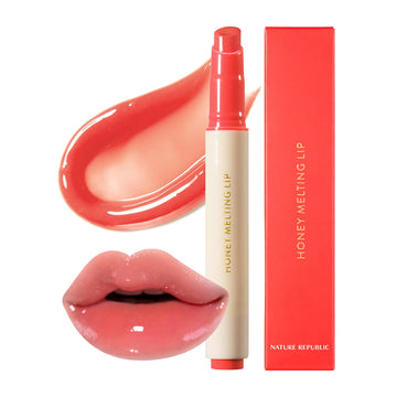 Nature Republic Honey Melting Lip (10 Peach) Soft Lip Stick, Korean Lip, Lip Gloss, Glow Lip, Glossy, Lip Balm, Lip Crayon, Jelly Gloss, Lip Pen, Tint,Valentines Day Gifts, Korean Make Up