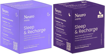 Neurogum Sleep & Recharge Melts - Melatonin 1 Mg & 5Mg (144 Pieces) - Fast Dissolve Sugar Free Mints With Chamomile & Lemon Balm - Supports Sleep & Promotes Calm For Adults - Mixed Berry